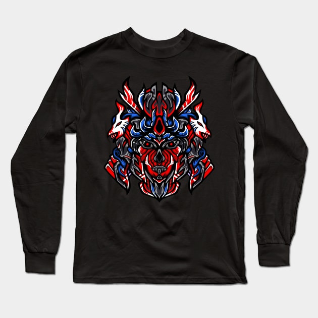 Red samurai's army artwork illustration Long Sleeve T-Shirt by jimmyagustyan